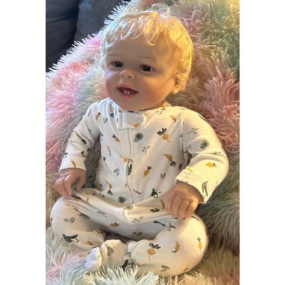 Reborn Baby Boy Silicone Vinyl Limbs Cloth Body 22" + Accessories (NEW) - Picture 1 of 9